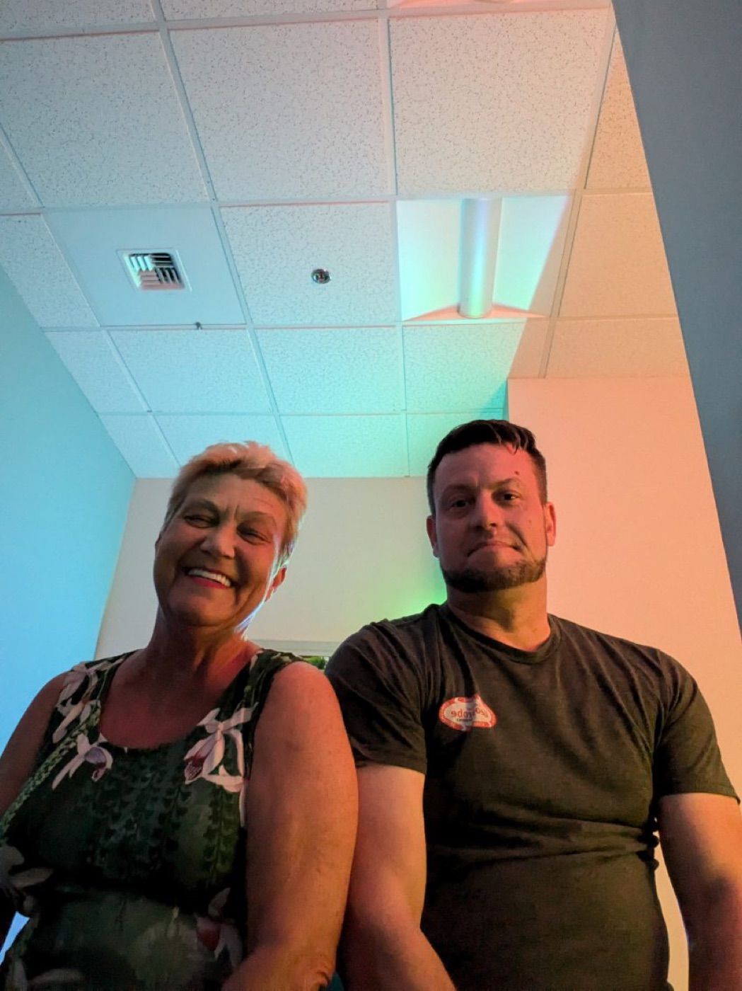 Kara Hayden with a Veteran patient in the studio