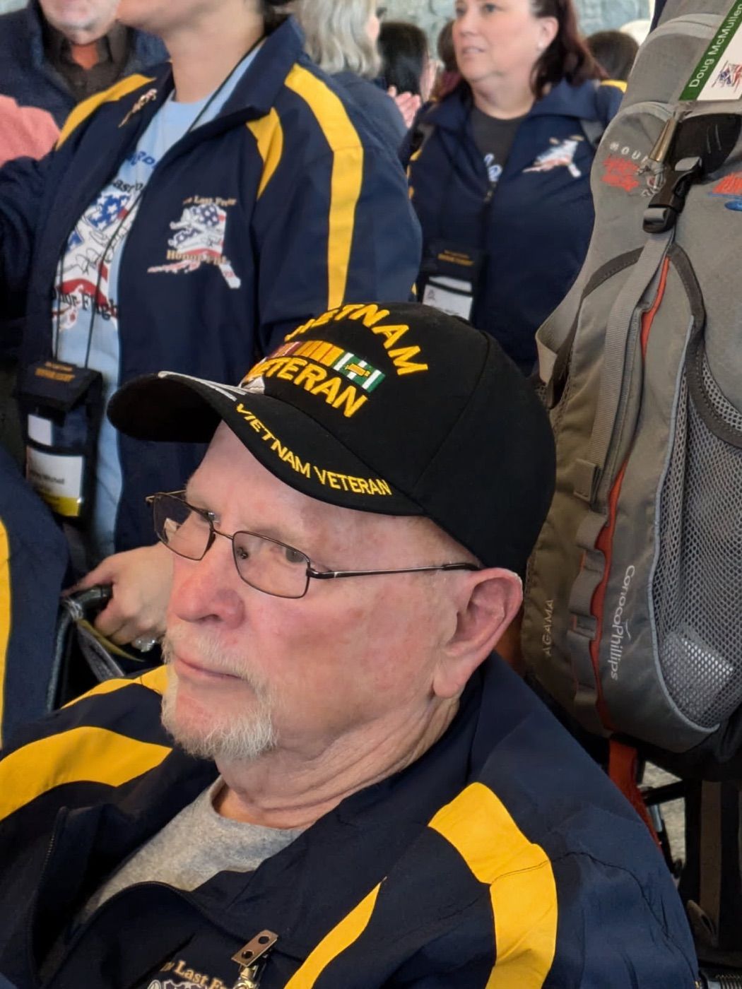 A Vietnam Veteran in an Honor Flight jacket